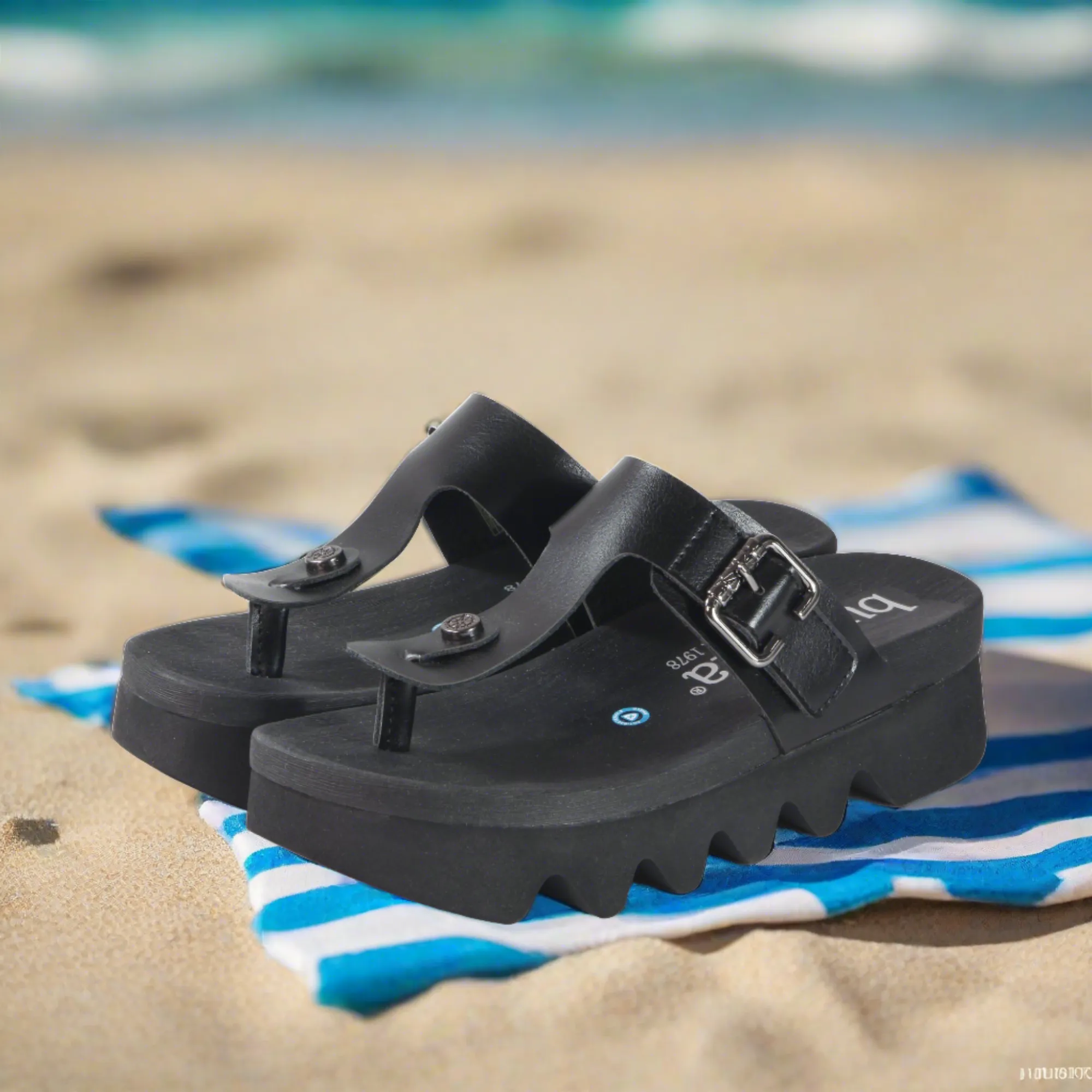 Capri T-Strap Flip-Flops (Nero)